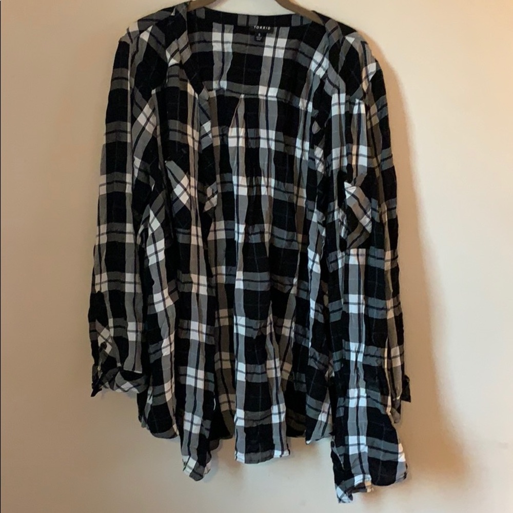 Button front plaid shirt
